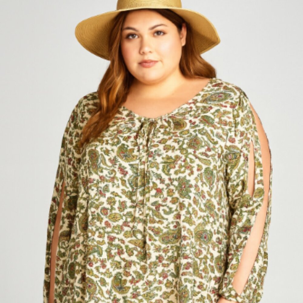 Cute Floral Tunic Dress in Plus Sizes 1X, 2X, 3X - Picture 2 of 8